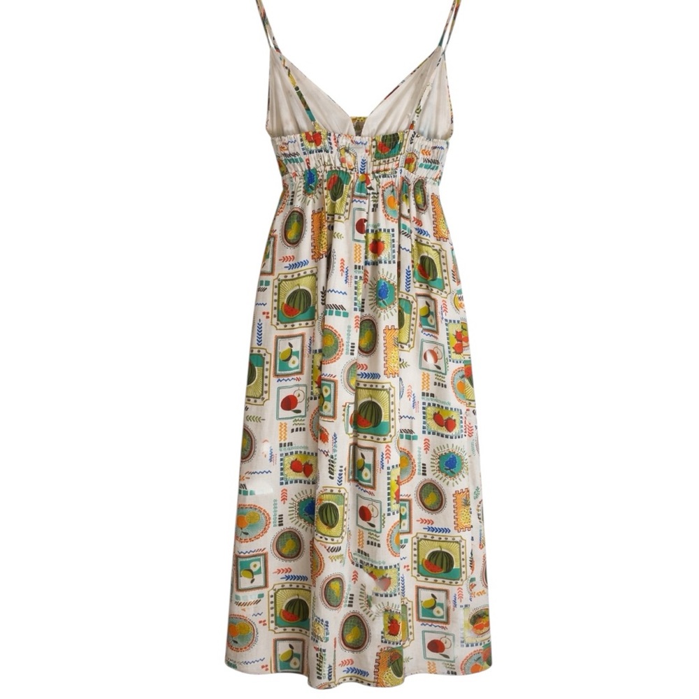 Colorfull Fruit Print Midi Dress Resort Sundress Strappy M - Picture 2 of 5